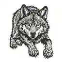 gray wolf red black tattoo design idea