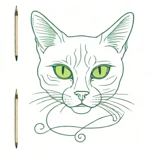 black cat green eyes tattoo design idea