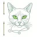 black cat green eyes tattoo design idea