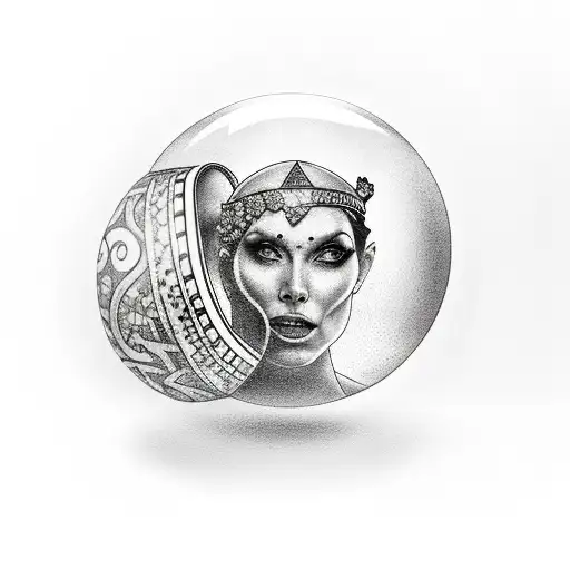 Fortune teller looking into a crystal ball tattoo design idea
