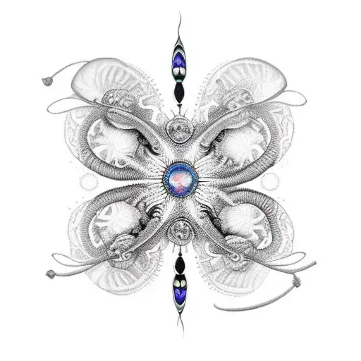 Gypsy looking into a crystal ball at two dragonflies that represent her sons tattoo design idea