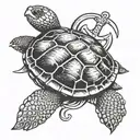 shellback turtle with a anchor tattoo design idea
