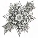 edelweiss and metatron's cube tattoo design idea