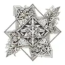 edelweiss and metatron's cube tattoo design idea