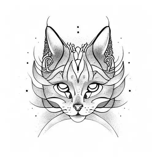 grey and ginger cat chasing each other ying yang style tattoo design idea