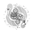 grey and ginger cat chasing each other ying yang style tattoo design idea