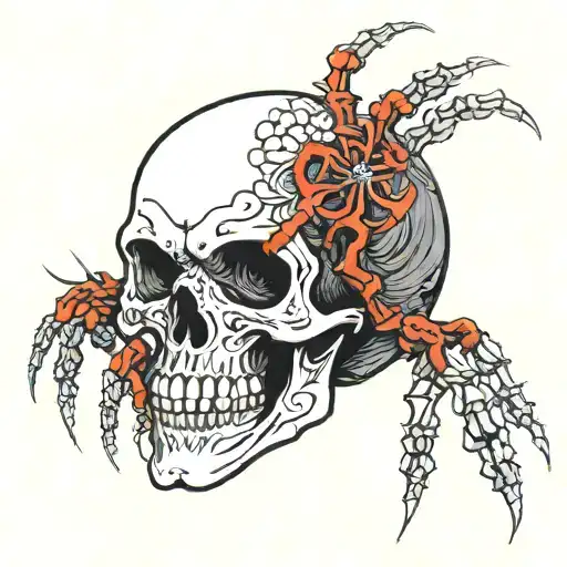 skull with spider  tattoo design idea