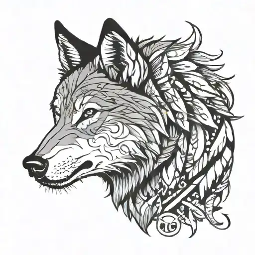 wolf native American tattoo design idea