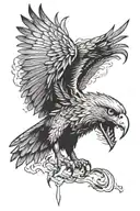 eagle wings and scary eyes looking tattoo design idea