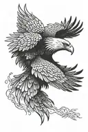 eagle wings and scary eyes looking tattoo design idea