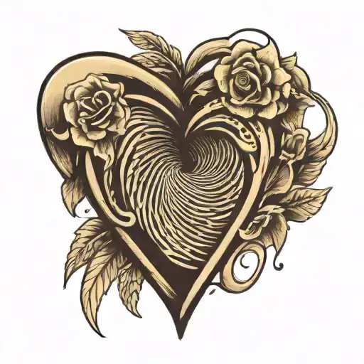 fingerprint memorial heart shape tattoo design idea