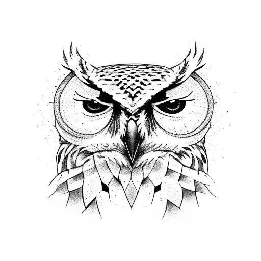 owl knee tattoo design idea