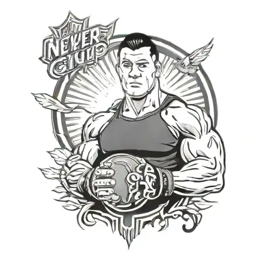 never give up john cena style tattoo design idea