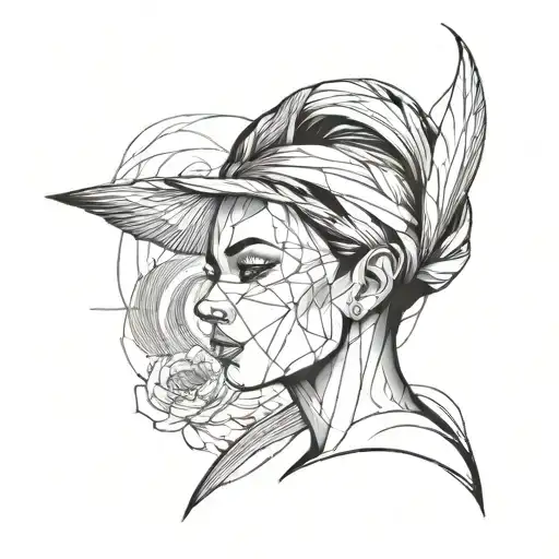 self-confidence, healing, lines, feminism, techno, one line tattoo design idea