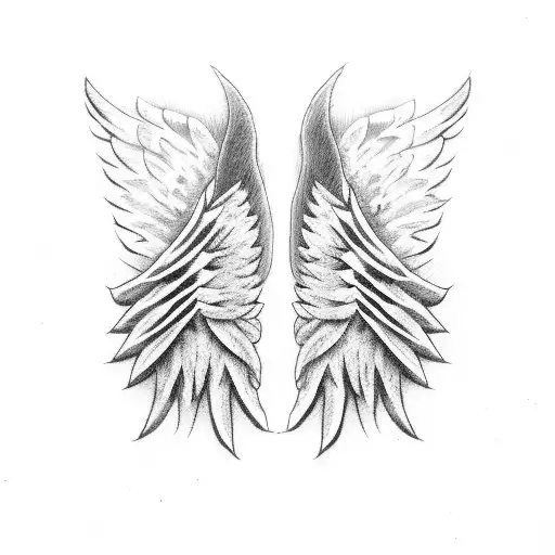 angel wings with navy tags tattoo design idea