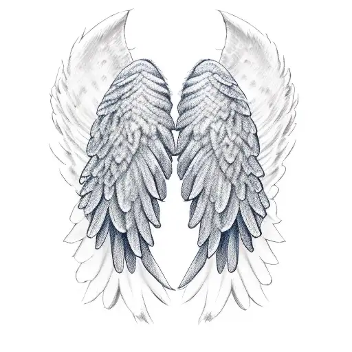 angel wings with navy tags tattoo design idea