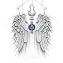 angel wings with navy tags tattoo design idea