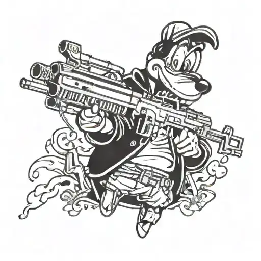 goofy with a machine gun tattoo design idea