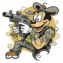 goofy with a machine gun tattoo design idea
