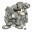 goofy with a machine gun tattoo design idea