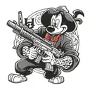 goofy with a machine gun tattoo design idea