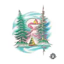Burning pine forest  tattoo design idea
