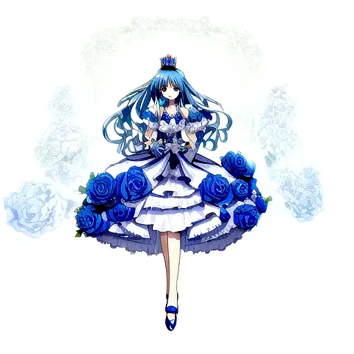 Blue roses with crown (like kaiser from blue lock) tattoo design idea