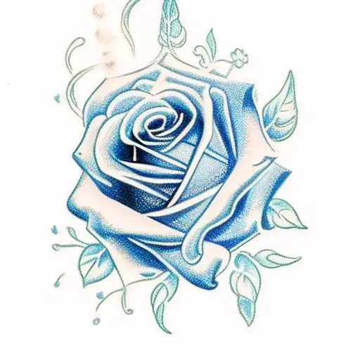 Blue roses with crown (like kaiser from blue lock) tattoo design idea