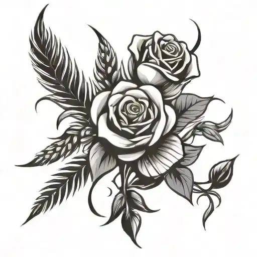 roses and wheat tattoo design idea