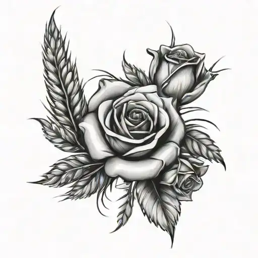 roses and wheat tattoo design idea