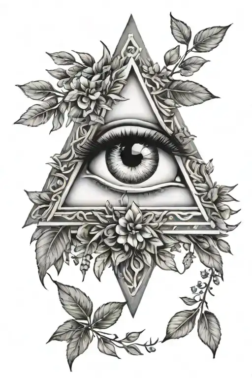 Ever seeing eye in triangle, on a laurel wreath tattoo design idea
