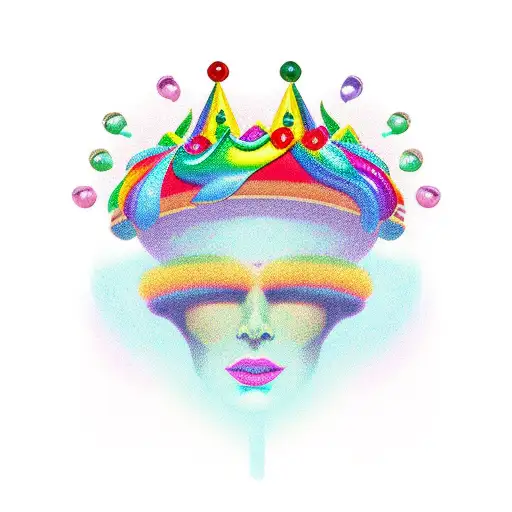 Rainbow chilli wearing a crown tattoo design idea