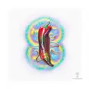 A realistic portrait of a rainbow coloured chilli pepper tattoo design idea