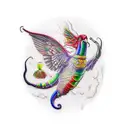 A realistic portrait of a rainbow coloured chilli pepper tattoo design idea