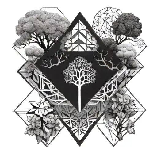 tatuaje geometrico, que contenga un corazon y un cerebro junto a un arbol de la vida  tattoo design idea