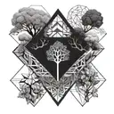 tatuaje geometrico, que contenga un corazon y un cerebro junto a un arbol de la vida  tattoo design idea