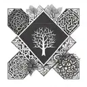 tatuaje geometrico, que contenga un corazon y un cerebro junto a un arbol de la vida  tattoo design idea