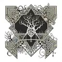 tatuaje geometrico, que contenga un corazon y un cerebro junto a un arbol de la vida  tattoo design idea