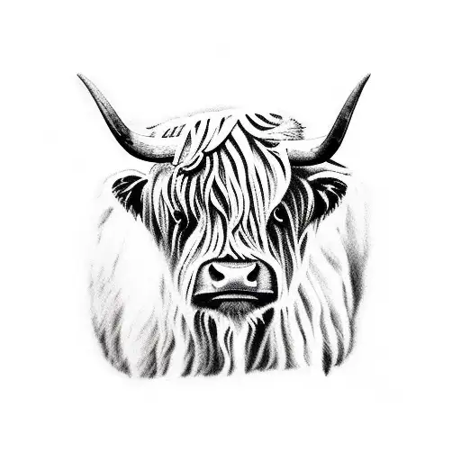 highland cow tattoo design idea
