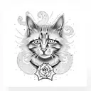 halloween cat tattoo design idea