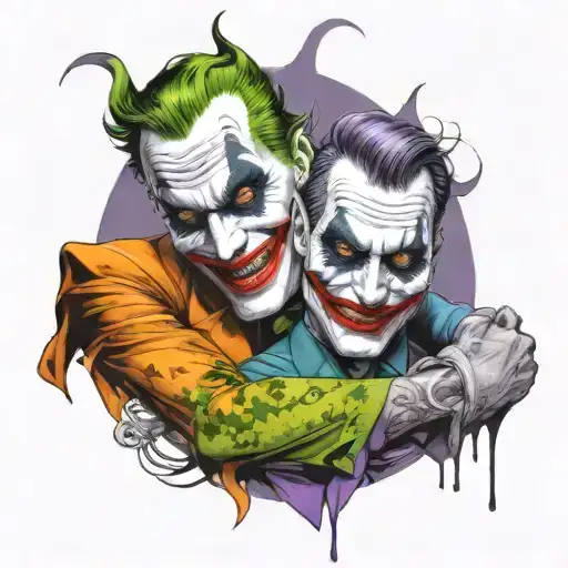 the joker killing Batman tattoo design idea