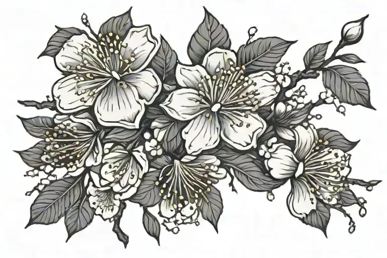 Moon cherry blossom tattoo design idea