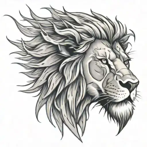lion face with lightning storm tattoo design idea