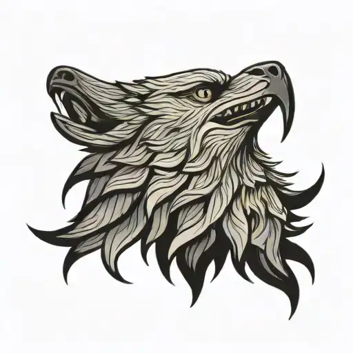 a common wolf eagle howling at tattoo design idea
