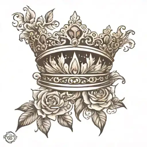 crown with lace and mandala lower abdomen  tattoo design idea