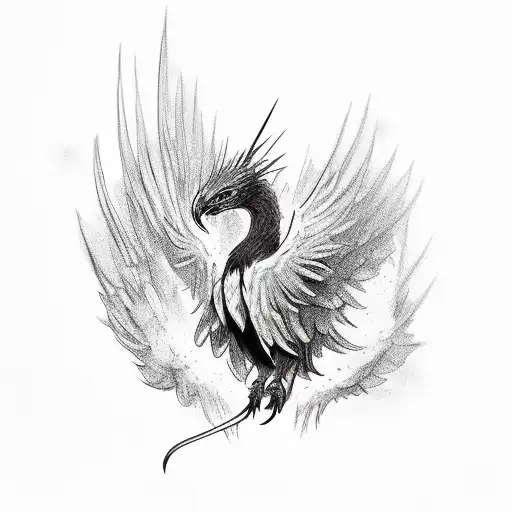 Black Phoenix perched on shoulder tattoo design idea