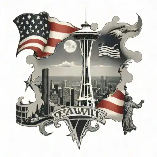 space needle, Seahawks, cross, John 14:6, Peyton, Krisel, Ozzie, American flag tattoo design idea