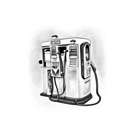 Old timey gas pump labled 76 on it with the gas price at $7.77 and the text fire me up somewhere in the pic tattoo design idea