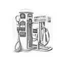 Old timey gas pump labled 76 on it with the gas price at $7.77 and the text fire me up somewhere in the pic tattoo design idea