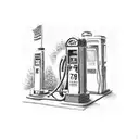 Old timey gas pump labled 76 on it with the gas price at $7.77 and the text fire me up somewhere in the pic tattoo design idea